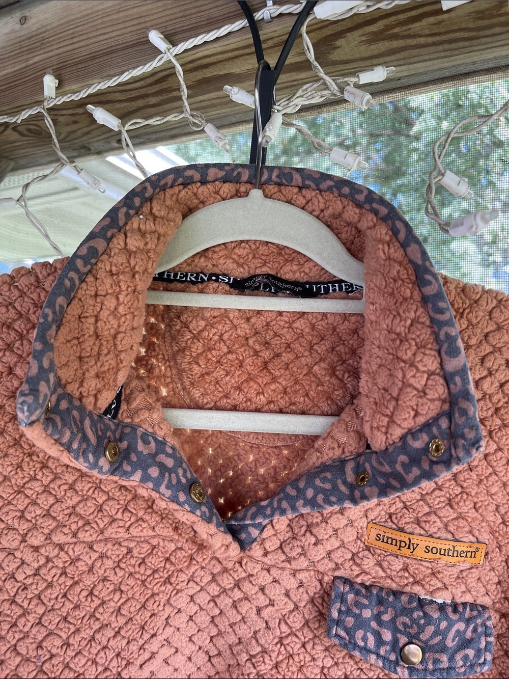 Simply Southern Rust Textured Zip Pullover - Picture 5 of 11